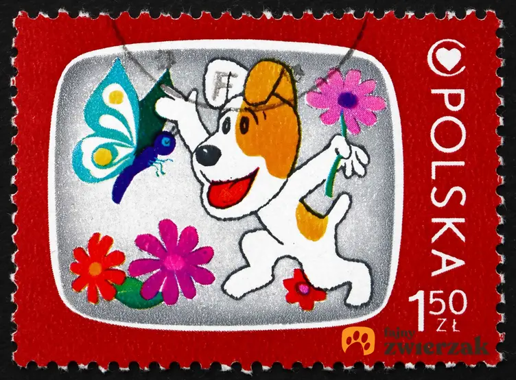 Pies Reksio na znaczku pocztowym, a także inne TOP 5 najbardziej popularnych psów z różnych kreskówek