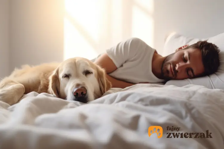 Pies w łóżku z mężczyzną, a także porady, jak oduczyć psa spania w łóżku