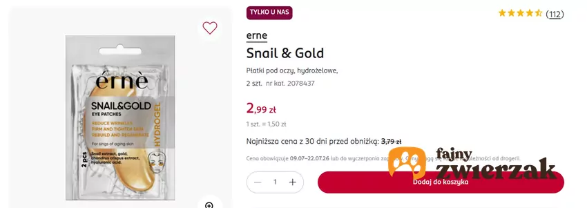 Erne Snail & Gold w obniżonej cenie Rossmann - gazetka
