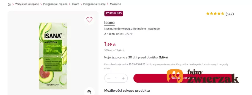 Maseczka do twarzy za mniej niż 2 zł Rossmann - gazetka