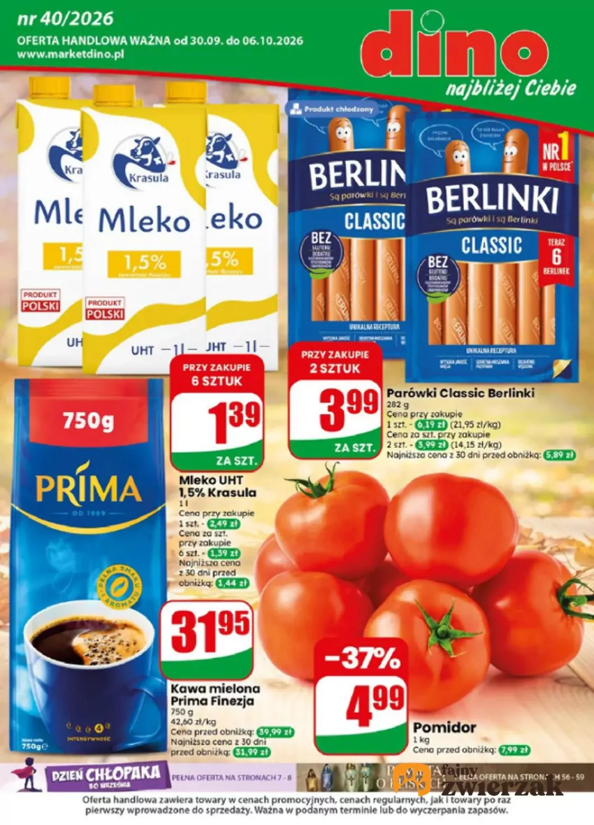 W promocji m.in. kawa, parówki, pomidory i mleko Dino - gazetka
