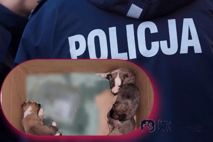 Kolaż zdjęcia policjanta i szczeniąt, https://lodz.tvp.pl/95960506/cztery-szczeniaki-porzucone-pod-posterunkiem-policji-w-drzewicy-mezczyzna-z-zarzutem, dostęp 16.10.26 r.