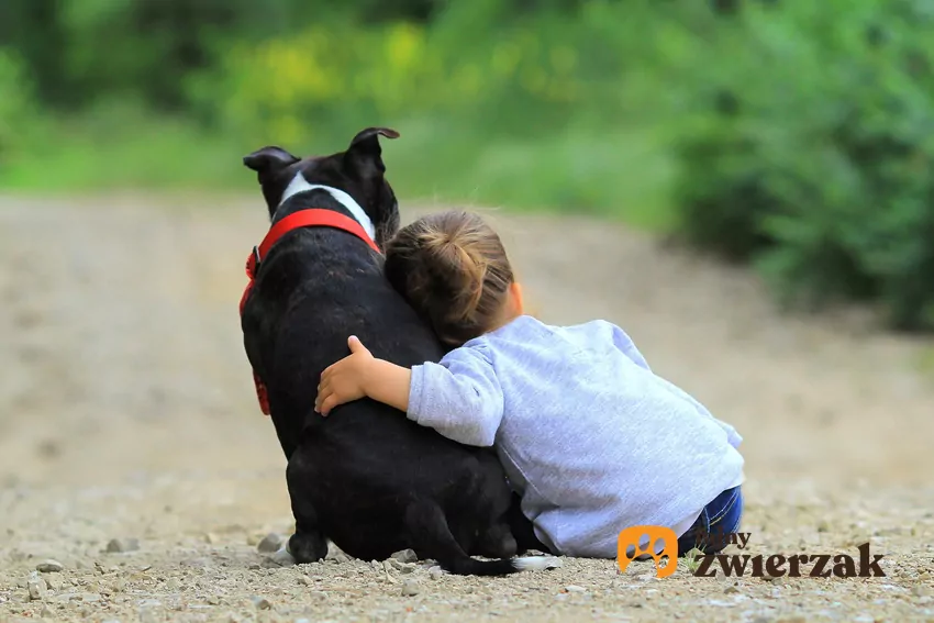 Dziecko przytula psa