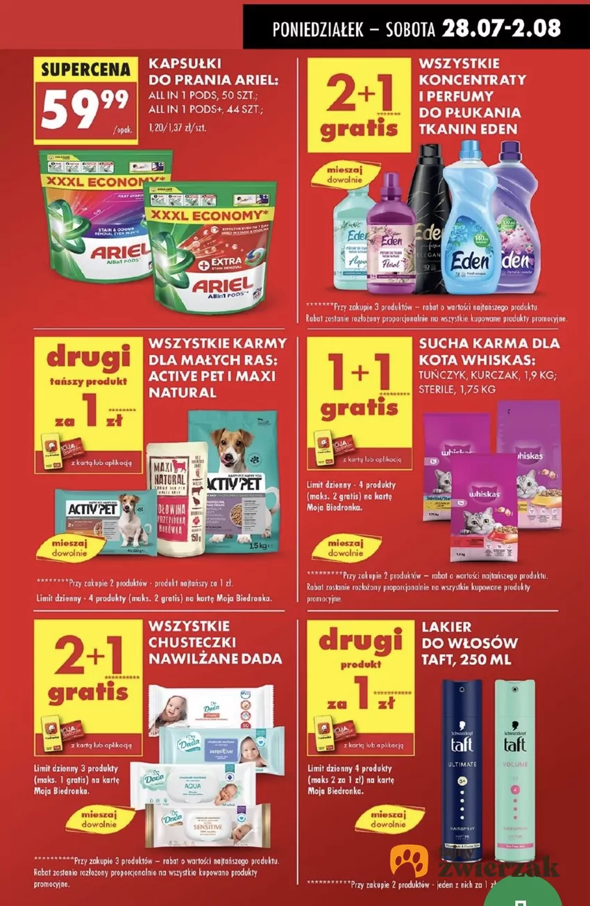 W tej promocji kupisz drugie opakowanie karmy za 1 zł Promocje w Biedronce