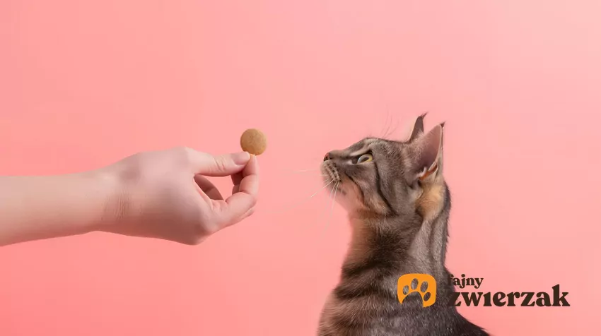 Filmiki na TikToku to przede wszystkim rozrywka, a nie dowód naukowy na kocią inteligencję Kot patrzy na smakołyk w dłoni człowieka