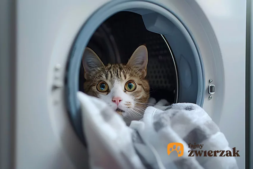 Bęben pralki oferuje kotu poczucie bezpieczeństwa Kot w pralce