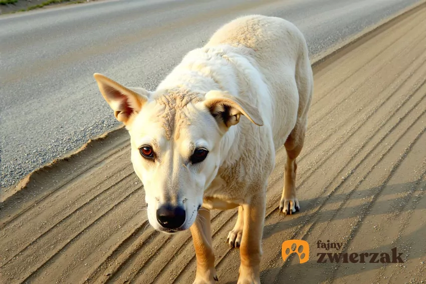 Jasny pies z podkulonym ogonem