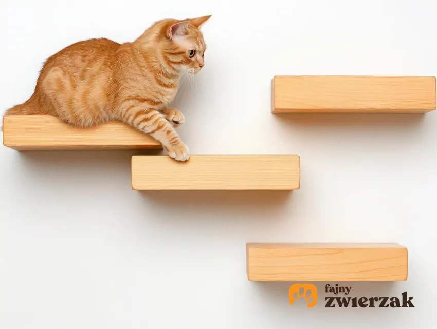 Kot wchodzi na półkę