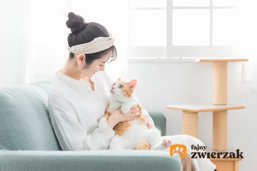 Kobieta i kot na kanapie